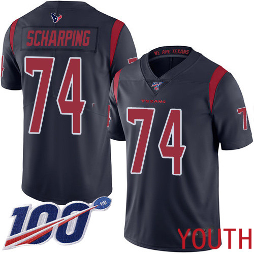 Houston Texans Limited Navy Blue Youth Max Scharping Jersey NFL Football 74 100th Season Rush Vapor Untouchable